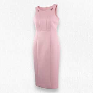 T Tahari Pink Sheath Dress Size 6 Midi Sleeveless Career Cocktail Wedding Guest